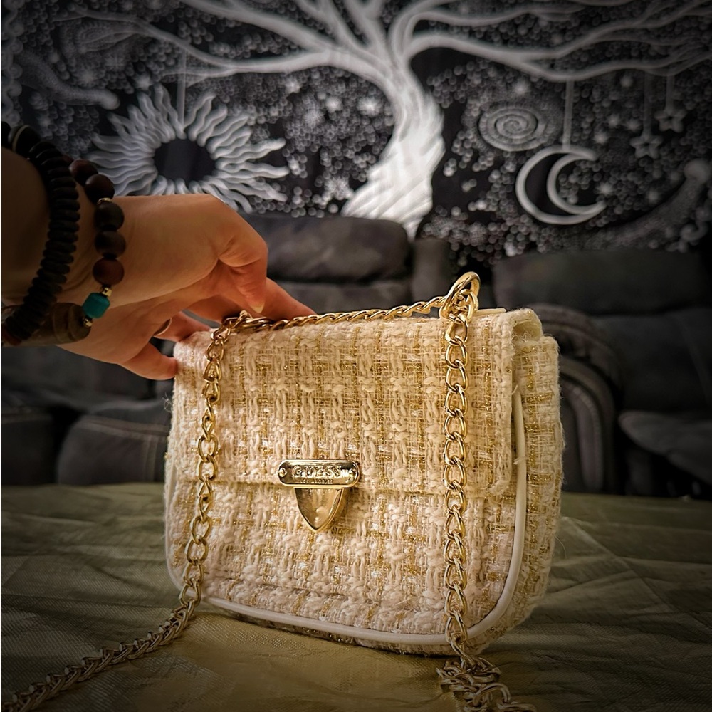 Guess Beige Tweed Crossbody Bag - Picture 10 of 10